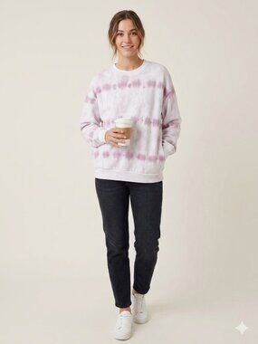 American Eagle Ahh-Mazingly Soft Pink Tie Dye Fleece Lined Sweatshirt